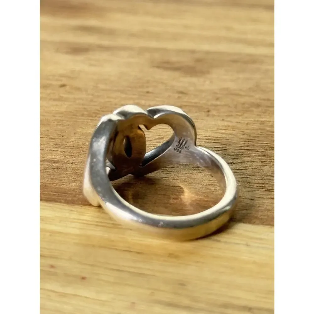 James Avery Retired Sterling Silver Two Hearts Together Ring Size 5.5